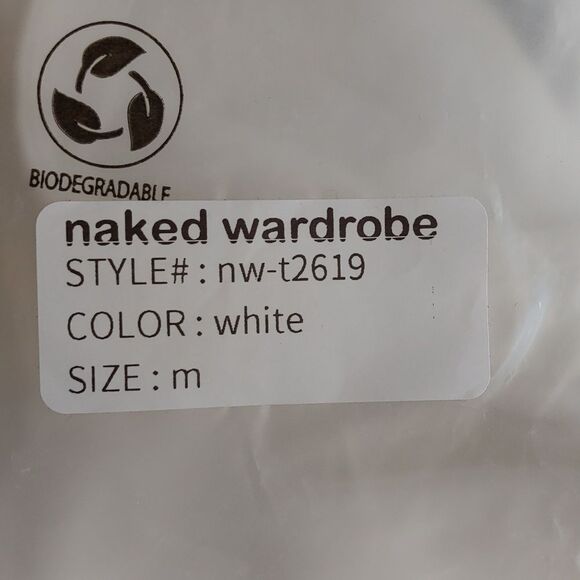Naked Wardrobe White Smooth Side Asymmetrical Crop Top NWT Sz M NW-T2619 - Picture 10 of 11
